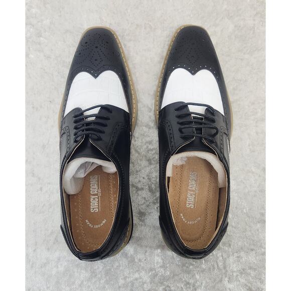 NWT STACY ADAMS Beaumont Mens Black & White Wingtip Oxford Shoes-Size 8.5M main image 4